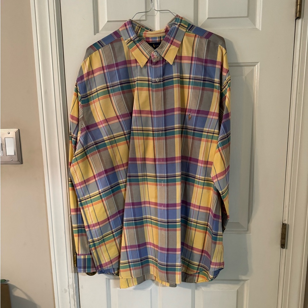 Polo by Ralph Lauren long sleeve dress shirt Full color embroidered logo. 3XL